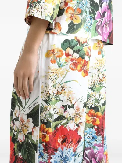 Dolce & Gabbana Flower Bouquet-print Poplin Trousers