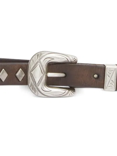 铆钉皮质窄款腰带