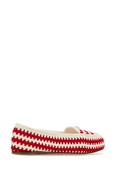 Prada Embroidered Crochet Loafers In Multi