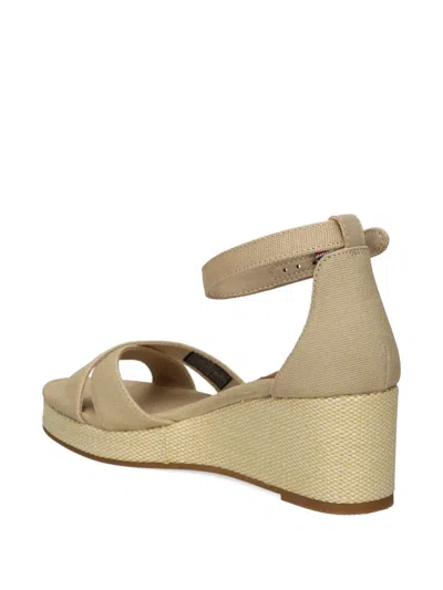 Tommy Hilfiger 60mm Canvas Cross-strap Wedge Espadrilles In Neutral