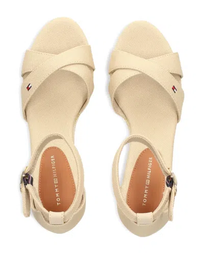 Tommy Hilfiger 60mm Canvas Cross-strap Wedge Espadrilles In Neutral