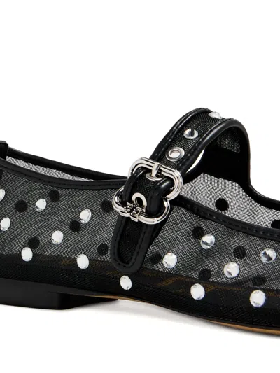 Sam Edelman Womens Black Michaela Rhinestone-embellished Mesh Ballet Flats Eur 37 / 4 Uk In Black