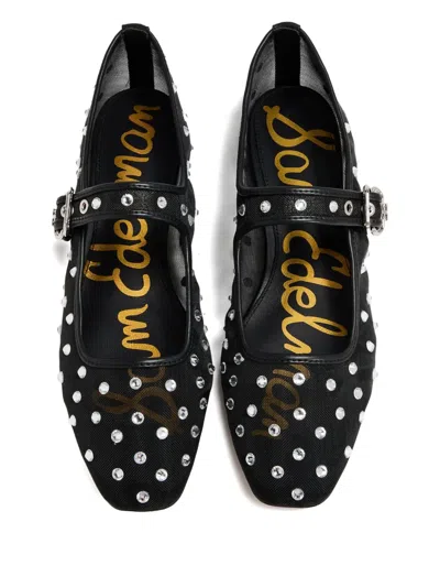 Sam Edelman Womens Black Michaela Rhinestone-embellished Mesh Ballet Flats Eur 37 / 4 Uk In Black
