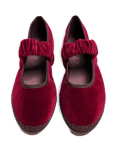Flabelus Mafalda Ruched-strap Ballet Flats In Red