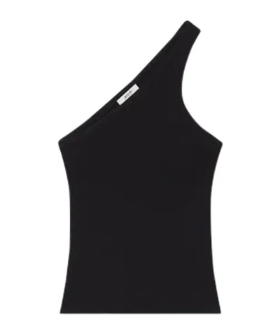 Agolde One-shoulder Ribbed Tank Top In Black