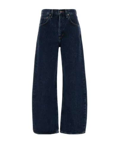 Agolde Low Curve Cropped Mid-rise Barrel-leg Jeans In Blue