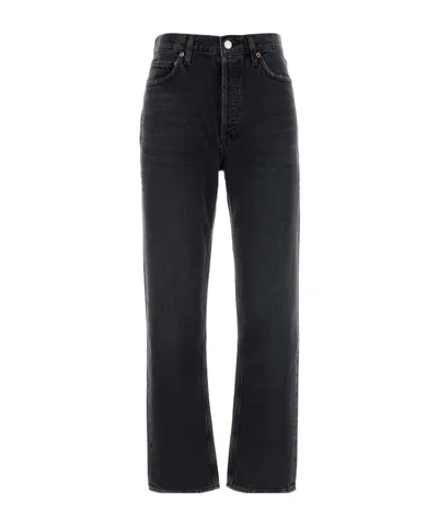 Agolde Straight-leg Low-rise Jeans With Classic Five-pocket Styling In Black