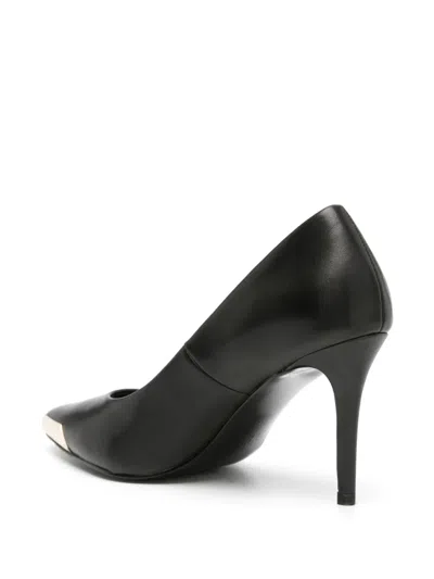 Versace Jeans Couture Elegant Black Pumps With Iconic Gold Accent And Luxurious Leather Finish In Black