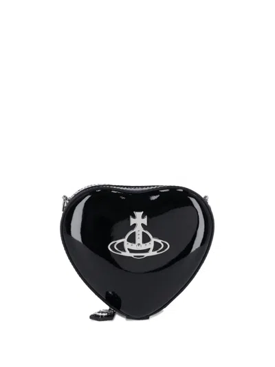 Vivienne Westwood Heart Shape Cross-body Bag With Adjustable Strap In Black