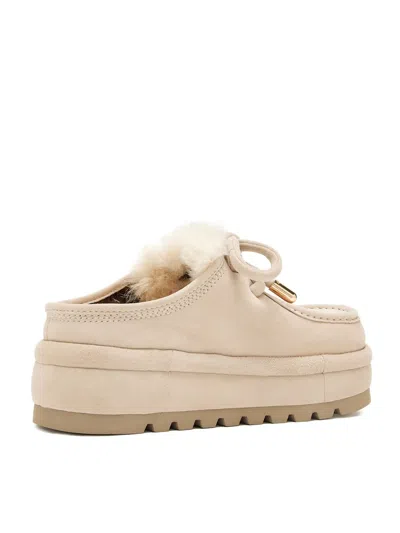 Naked Wolfe Blizzard Faux Fur-trimmed Platform Mules In Neutral