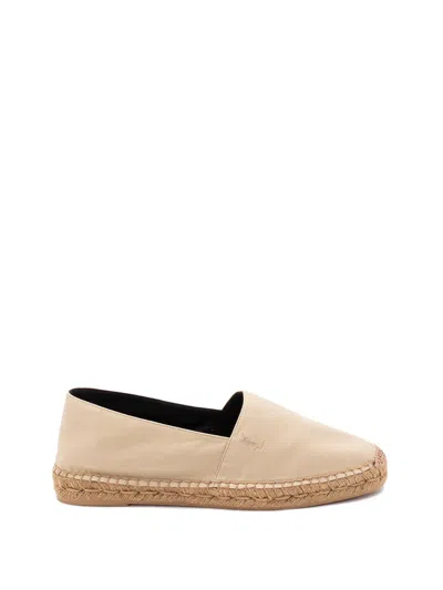 Saint Laurent Beige Espadrilles With Tonal Cassandre Embroidery On The Front And Almond Toe In Cotton Man In Black