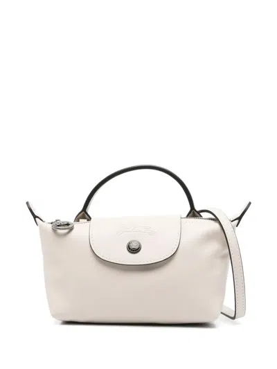 Longchamp Extra Small Le Pliage Xtra Leather Top Handle Bag In White