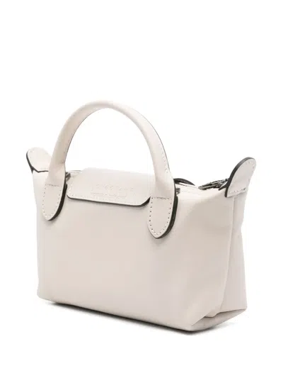 Longchamp Extra Small Le Pliage Xtra Leather Top Handle Bag In White