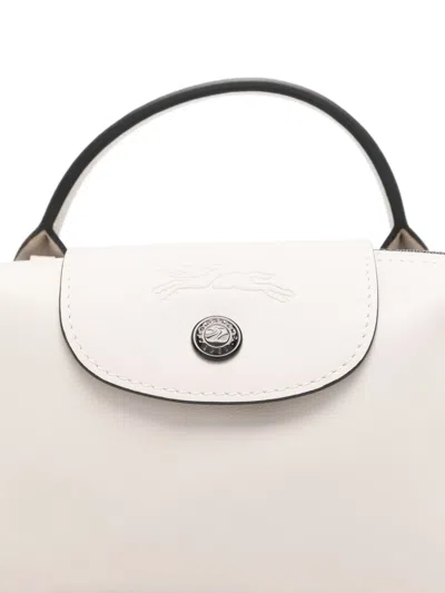 Longchamp Extra Small Le Pliage Xtra Leather Top Handle Bag In White