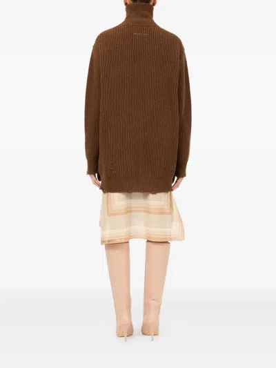 Mm6 Maison Margiela Mm6 By Maison Margiela Brown Virgin Wool Sweater