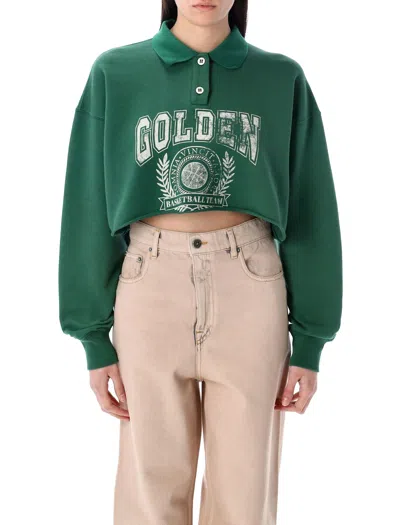 Golden Goose Journey Crop Graphic Polo Sweatshirt