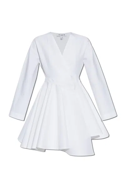 Alaïa Asym Belt Dress In Poplin