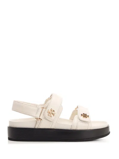 Tory Burch Black Slingback Sandals With Double Strap In White