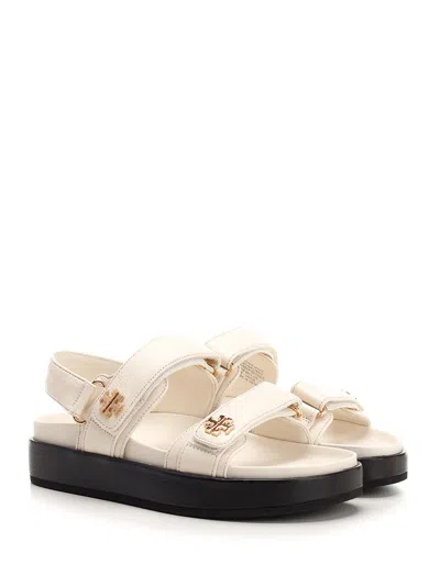 Tory Burch Black Slingback Sandals With Double Strap In White