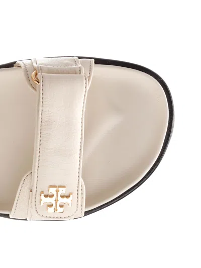 Tory Burch Black Slingback Sandals With Double Strap In White