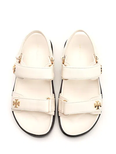 Tory Burch Black Slingback Sandals With Double Strap In White