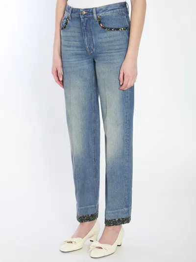 Valentino High Rise Viscose Straight Jeans