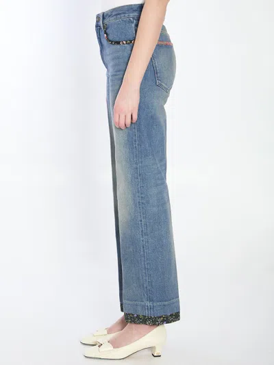 Valentino High Rise Viscose Straight Jeans