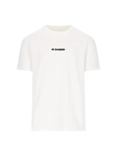 Jil Sander Men White Crewneck T-shirt With Logo Lettering On The Front In Cotton Man