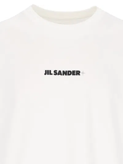 Jil Sander Men White Crewneck T-shirt With Logo Lettering On The Front In Cotton Man