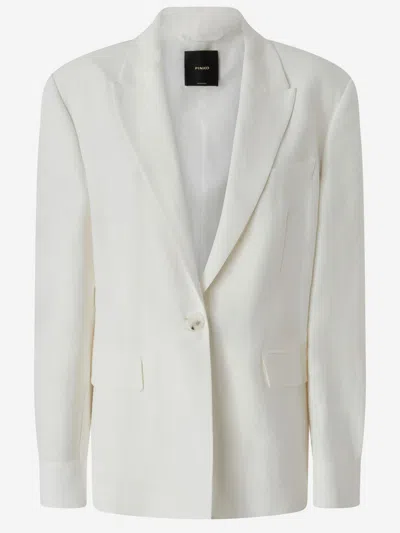 Pinko Tailored White Blazer With Single Button Closure