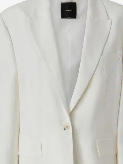Pinko Tailored White Blazer With Single Button Closure
