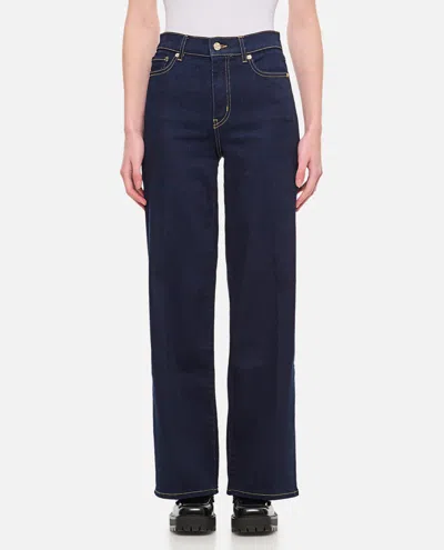Frame Navy Blue Straight Jeans With Classic Five-pocket Design