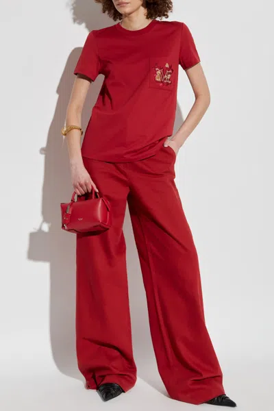 Max Mara Maxmara Women Nunzio - Short-sleeved T-shirt With Pocket And Embroidery
