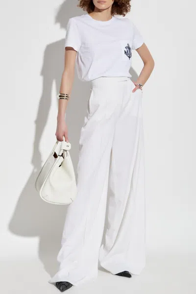 Max Mara Acacia Logo Pocket Jersey T-shirt In White