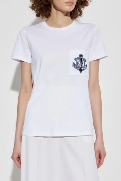 Max Mara Acacia Logo Pocket Jersey T-shirt In White
