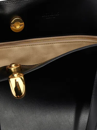 Jacquemus Le Bambola Moyen Black Shoulder Bag With Front Metal Ring Closure And Embossed Logo Letter In Black