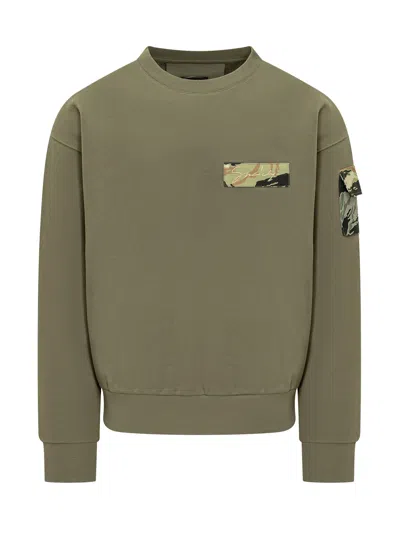 Givenchy Sweatshirt In Fleece With Camo Patches In Light Khaki
