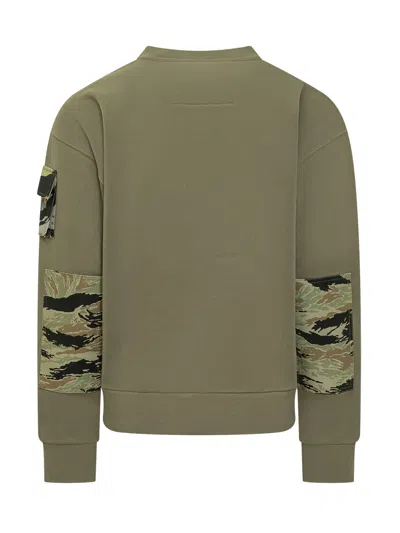 Givenchy Sweatshirt In Fleece With Camo Patches In Light Khaki