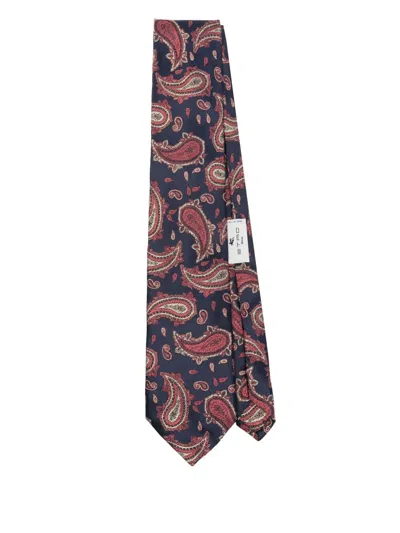 Etro , Paisley Silk Jacquard Tie, Man, Blue In Brown