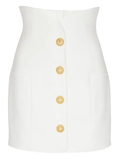 Balmain Double Crepe Tulip Skirt With Buttons