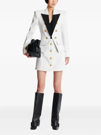 Balmain Double Crepe Tulip Skirt With Buttons