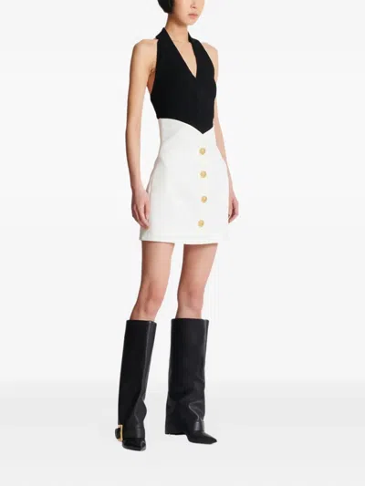 Balmain Double Crepe Tulip Skirt With Buttons
