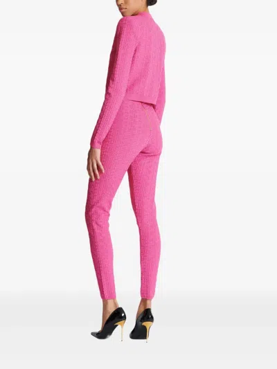 Balmain Cropped Monogrammed Knit Cardigan
