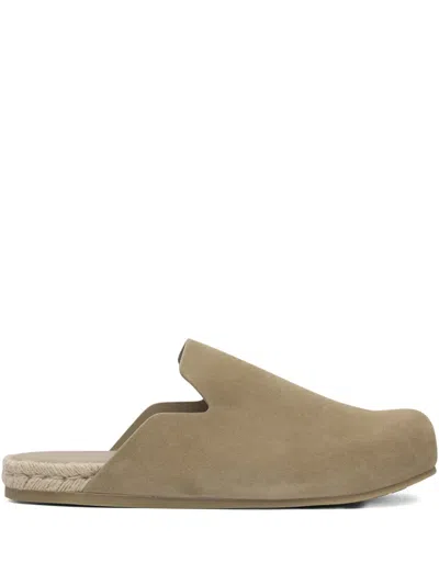 Prada Men Suede Leather Sabots In Brown