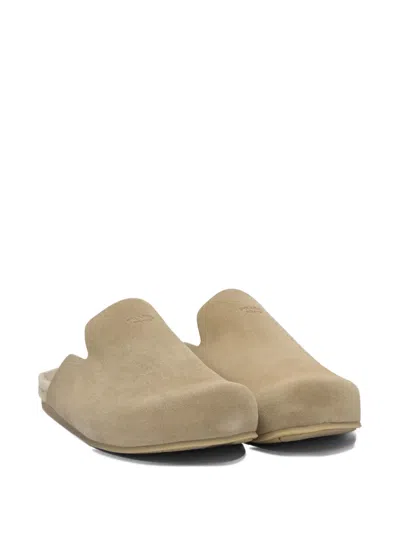 Prada Men Suede Leather Sabots In Brown
