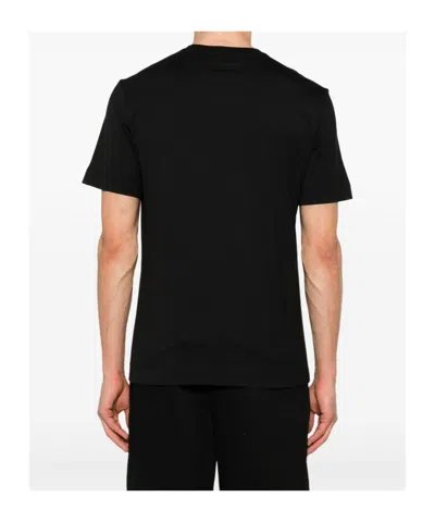 Zegna Navy Blue Piquet Cotton T-shirt In Black