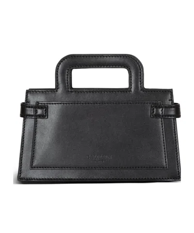 Balmain Small Geometric Pattern Handbag With Chain Strap In Black