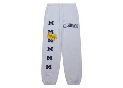 Pre-owned Travis Scott X Mitchell & Ness Michigan Wolverines Classic Sweatpants In Heather Gray
