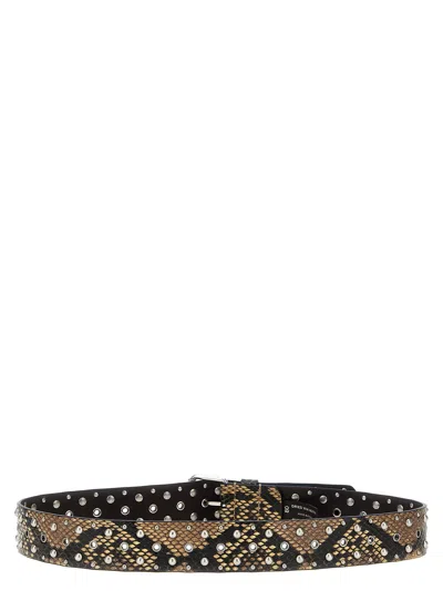 Dries Van Noten Adjustable Snake Print Studded Belt In Animal Print