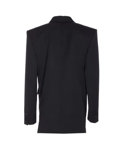 Saint Laurent Double Breasted Button Jacket In Black